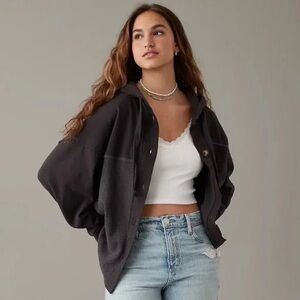 American Eagle waffle knit jacket in grey